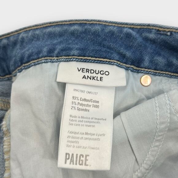 Paige Verdugo Ankle Jeans Jules Destructed Raw Hem Size 32 - Picture 5 of 8